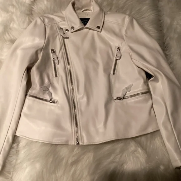 SCOOP Faux Leather Jacket, Size Medium, White - Picture 2 of 4